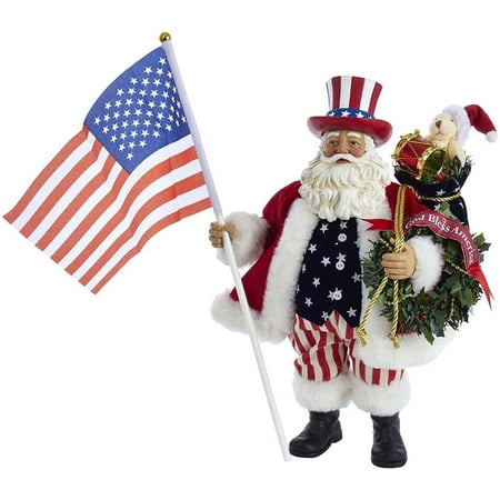 UPC 086131419386 product image for Kurt Adler 12.5-Inch Fabriché Patriotic Americana Musical Santa | upcitemdb.com