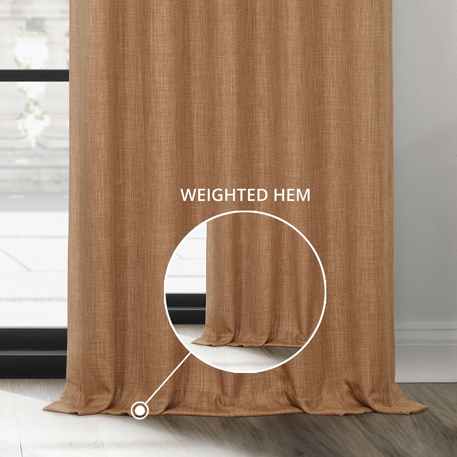 HPD Half Price Drapes Butterscotch Faux Linen Room Darkening Curtains for Bedroom & Living Room Curtains (1 Panel), Door & Window Curtains 120 inches long, 50W X 120L