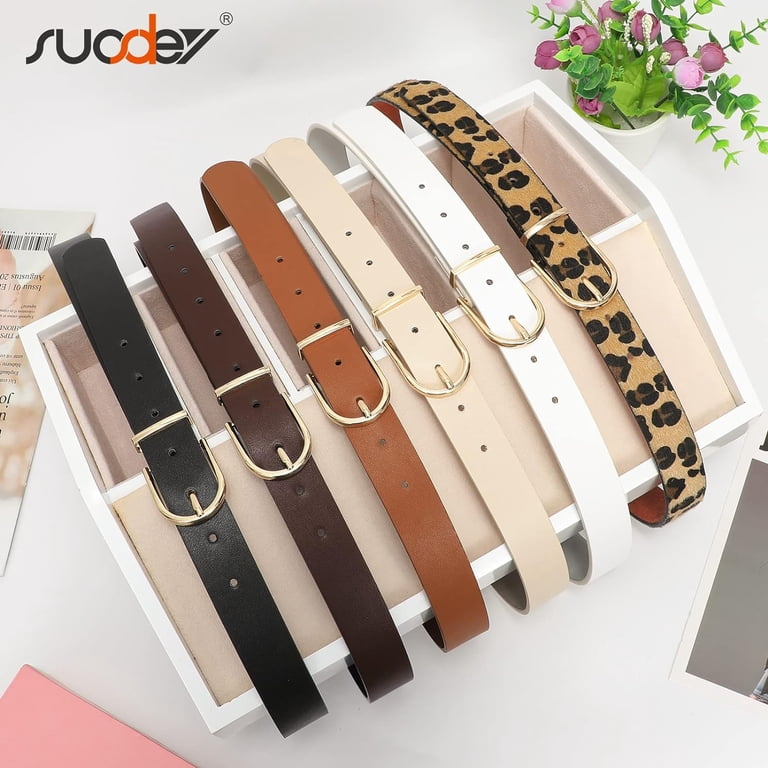 2361 3 Pack Womens Fashion Leather Belts For Jeans Dresses Pants Black 3 Pack Women main image 3
