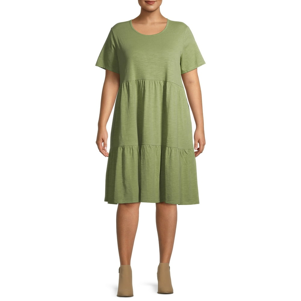Terra & Sky - Terra & Sky Women's Plus Size Tiered Dress with Short ...