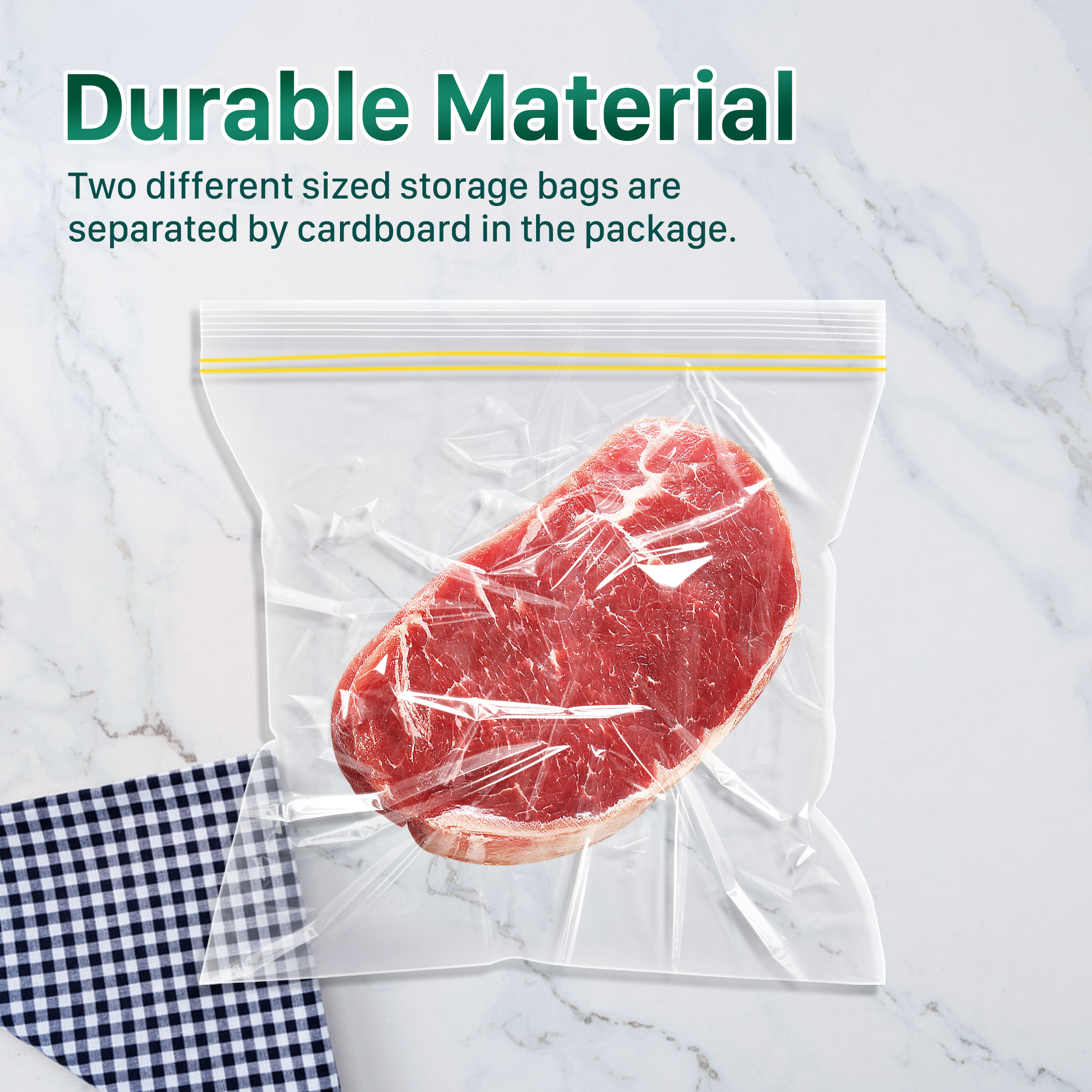 MYSPRI Food Storage Bags with Double Zipper, 140 Count photo 2