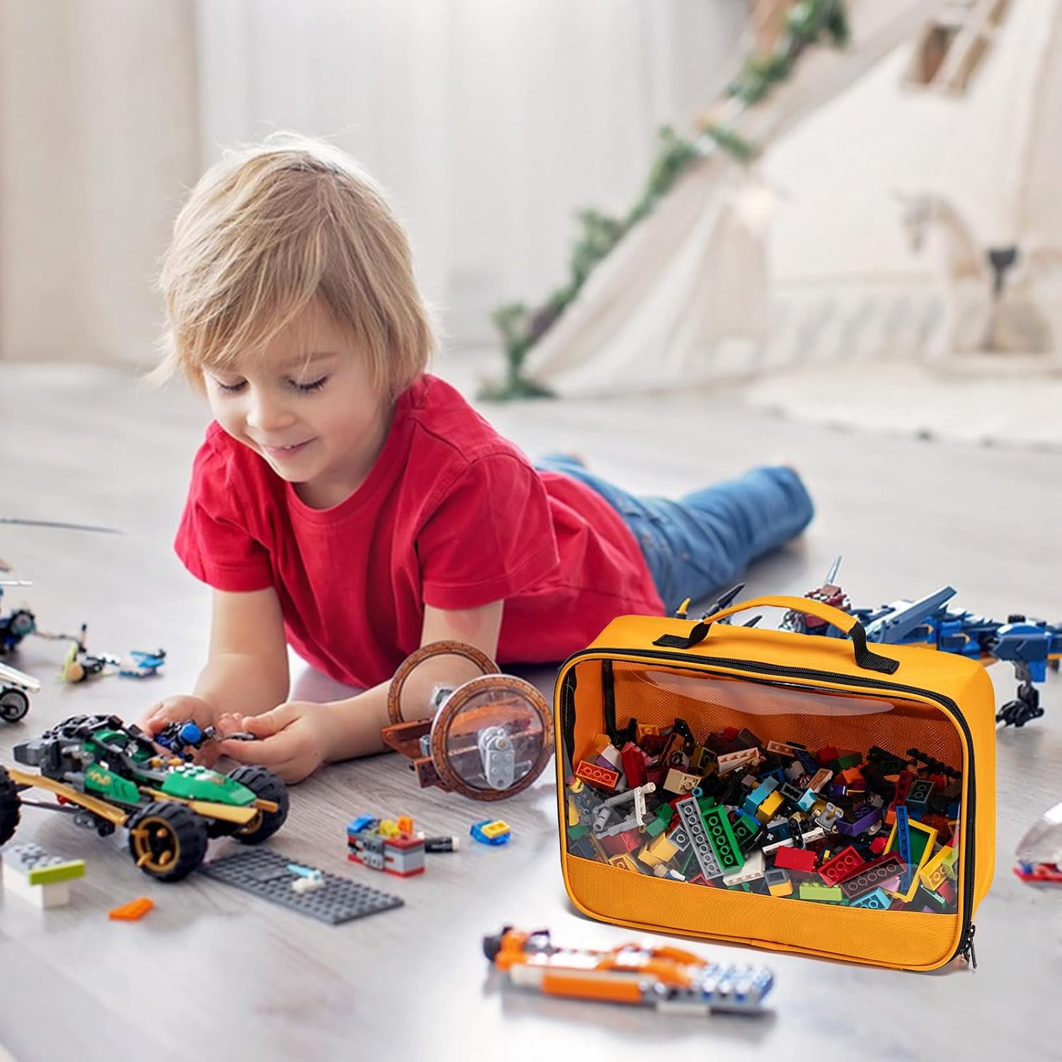 4pcs Toys Storage Bag, Classic Bricks Building Set Storage Bag, Travel Case for Building Toys, Puzzles