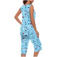 thumbnail image 3 of Conjunto de Verano para las Mujeres Impreso Cuello Redondo sin Mangas Y Pantalones, Casual de Dos Piezas para las Mujeres, 3 of 5