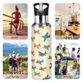 thumbnail image 7 of Yayeee 33oz Insulated Water Bottle Double Wall Stainless Steel with Flip Straw Lid, Brown Cartoon Planes Pattern, 7 of 7