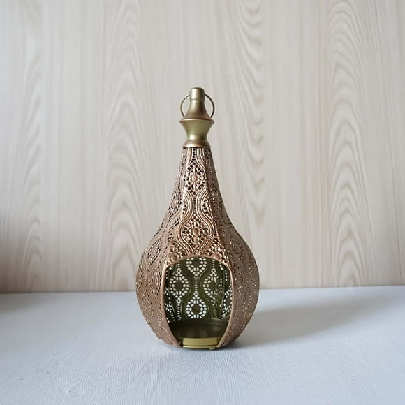 Dianli Candle Holder Home Decor Hollow-out Metal Candleholder Ornament Filigree Lantern Votive Tea Light Holder Rustic Tabletop Centerpiece for Living Room Home Decor