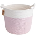 thumbnail image 1 of Cesto de almacenamiento para bebé Goodpick 38x38x36 cm con cuerda de algodón rosa, 1 of 6