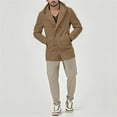 thumbnail image 2 of Rovga Men Clothes Solid Color Lapel Coats Long Sleeve Anoraks Tops Fall Winter Handsome Daily Wears M Khaki, 2 of 9
