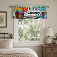 thumbnail image 2 of SPXUBZ Laundry Sign Window Valance Farmhouse Kitchen Curtain Valance Rod Pocket Home Decor, 2 of 5