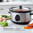 thumbnail image 4 of OVENTE Electric Slow Cooker with 3 Cooking Settings, Non-Stick and Dishwasher Safe Stoneware, Stainless Steel Body, Glass Lid 3.7 Qt Oval Pot for Entrees, Soups, Sauces, Stews & Dips, Silver SLO35ABR, 4 of 8