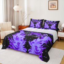Manfei Cartoon Game Console Twin Sheet Sets for Boys, Black Purple Gamepad Twin Fitted Sheet, Cartoon Snowflake Flat Sheet, Ultra Soft Home Decor, 3pcs