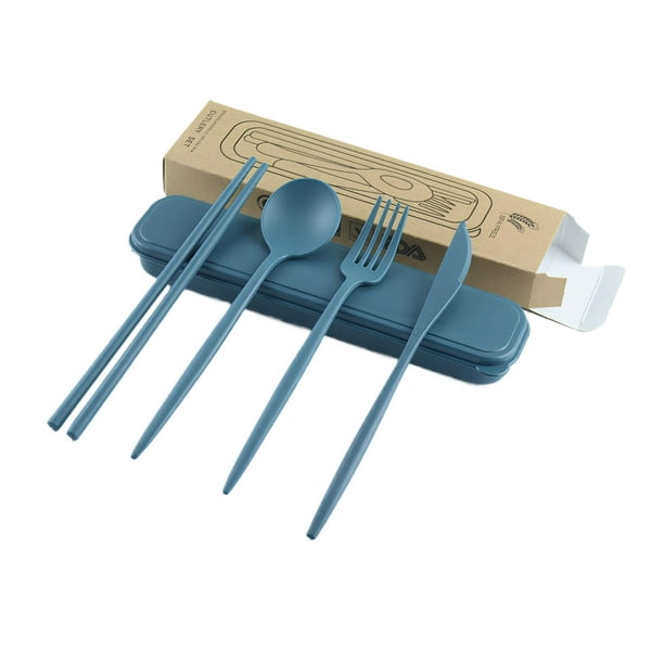 Injueey ForSpoon ForkFork ForChopstick Vajilla ligera y ecológica Fácil de limpiar Reutilizable ForCutlery Cocina y Comedor azul