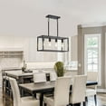 thumbnail image 3 of Dining Room Light Fixture 4 Light Black Farmhouse Chandelier Modern Kitchen  Pendant Lighting Rectangular  Lights for Kitchen Dining Room Adjustable Height  E26 Base, 3 of 6