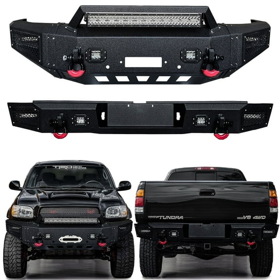 Vijay Fit 2000-2001-2002-2003-2004-2005-2006 Toyota Tundra Steel Front and Rear Bumper with LED Lights and D-Rings