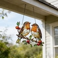 thumbnail image 4 of Beautynvta Stained Glass Bird Suncatcher - Pair of Robins on Branch with Red Berries Window Hanging Decor for Home Garden Patio, Bird Lover Gift, 4 of 6