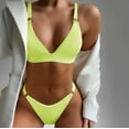 thumbnail image 2 of Fesfesfes Bikini Sets for Women High Waist Thong Bottom Padded Push Up Bikini Top Split Two Piece Swimsuits Casual Bikini Suit Summer Beachwear Bathing Suit, 2 of 6