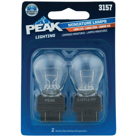 PEAK Mini Incandescent Automotive Bulb 3157LL - Long Life, 12.8V - 2 Pack
