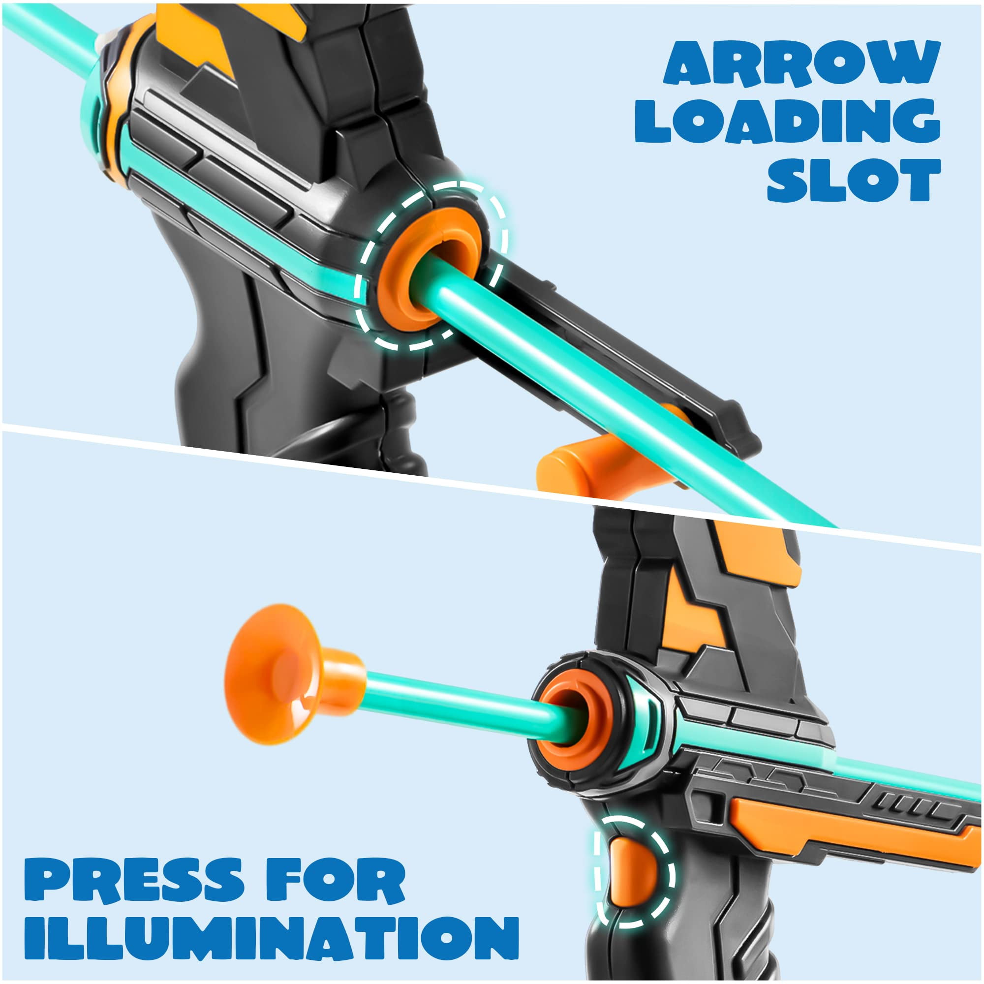 Joyfy Kids Bow and Arrow Set with LED Lights, Archery Toy Set for boy age 3 up