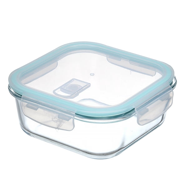 EeaseMX Recipiente cuadrado de vidrio de una sola capa con tapa, apto para microondas, resistente al calor