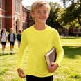thumbnail image 6 of ZyeKqe Boys Girls Long Sleeve Tops Casual Crewneck Lightweight Stretch Fitness Running Workout Tee Shirts for Kids(13-14Years,Yellow), 6 of 8