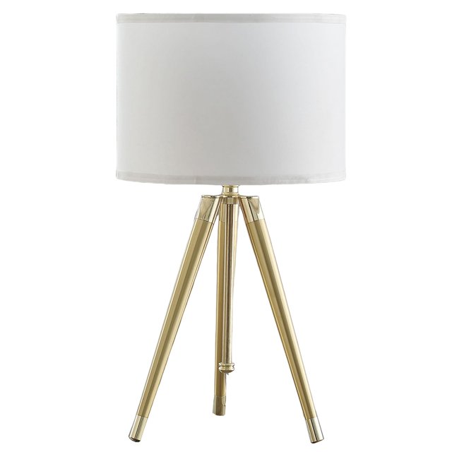 Lámpara de mesa Benzara Kera con trípode de latón con pantalla blanca 99 cm