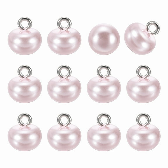 12pcs 16L Round Faux Pearl Buttons 10mm 3/8" Half Ball Dome Metal Shank Sewing Buttons Replacement DIY Small Button for Clothing Bridal Wedding Dress DIY Crafts, Light Pink