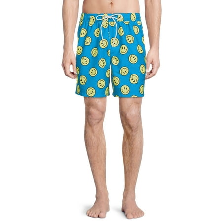 No Boundaries Men's and Big Men's 7" Novelty Printed Swim Trunks, up to Size 5XL