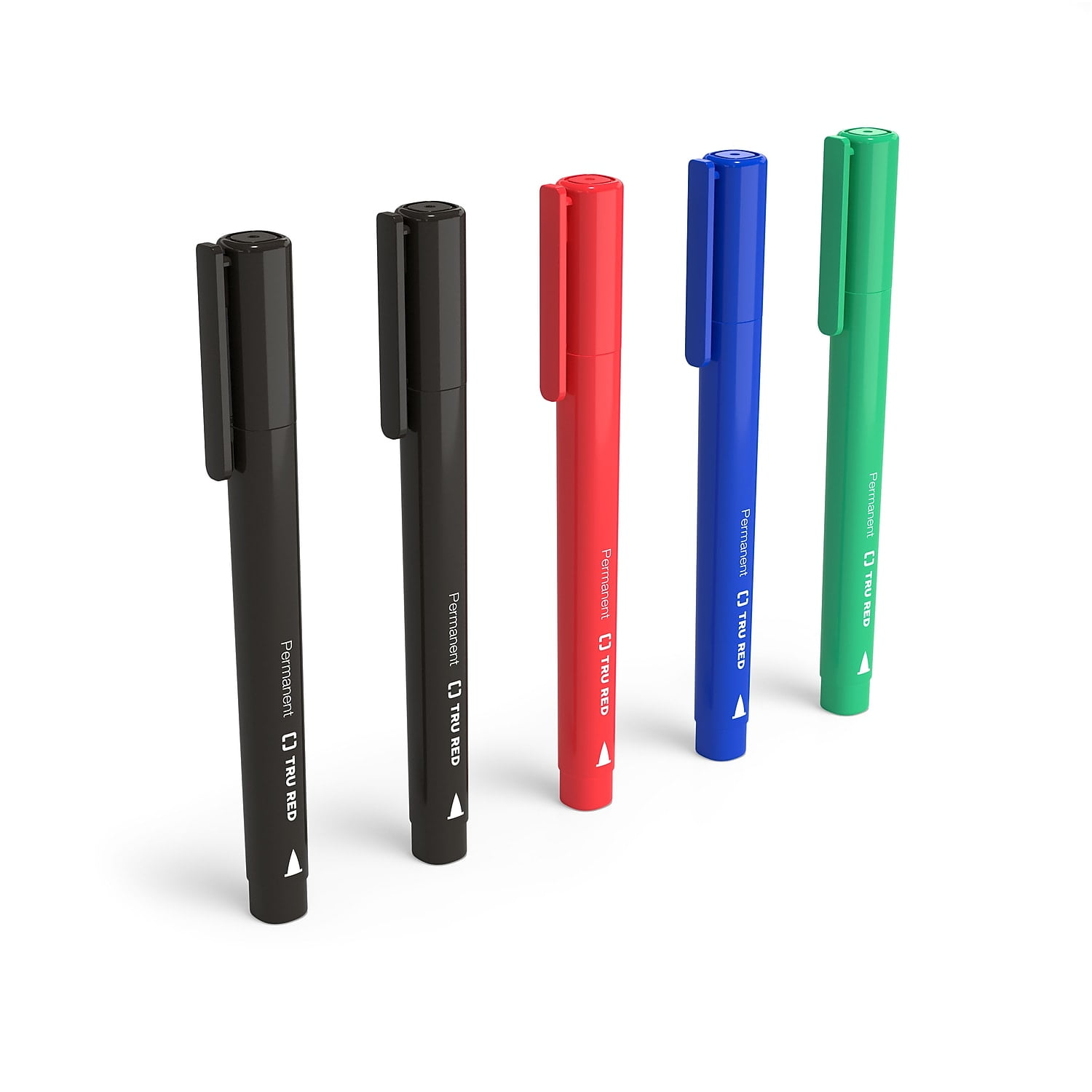 TRU RED Pen Permanent Markers Fine Tip Assorted 5/Pack TR54527