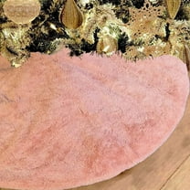 Pink Faux Fur Christmas Tree Skirt 48 Inch Soft Fluffy Tree Skirt for Christmas Holiday Home Decor and Parties