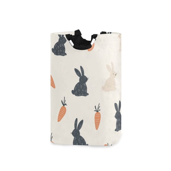 Yayeee Freestanding Laundry Hamper with Handle Collapsible Large Storage Basket for Clothes, Bunnies and Carrots