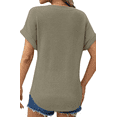 thumbnail image 4 of UVN Womens Summer Tops Short Sleeve V Neck Blouses Ladies Casual Waffle Knit Trendy Tunic Shirts, 4 of 8