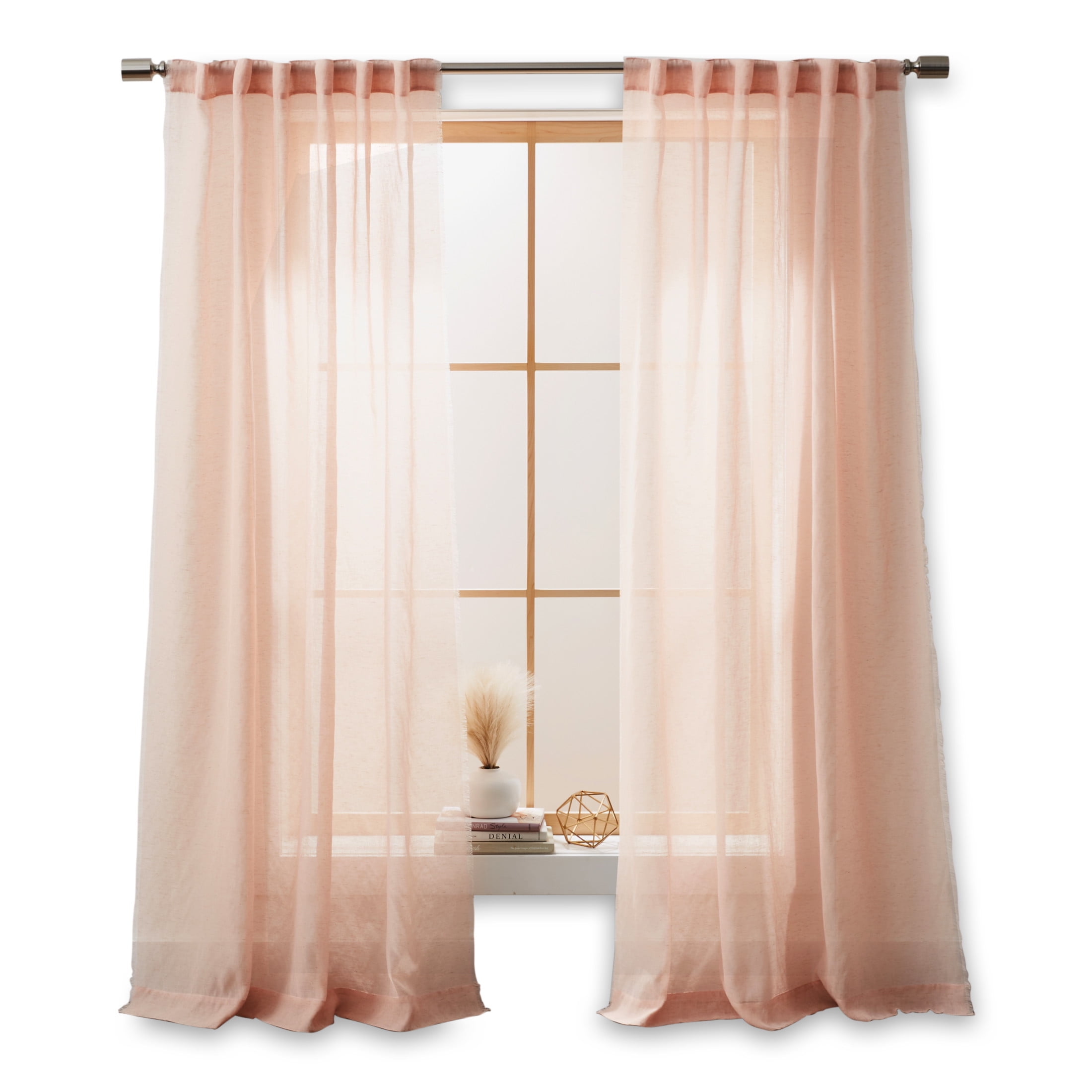 Better Homes & Gardens Solid Fringe Rod Pocket Curtain, Single Panel, Cherry Blossom, 50" W x 95" L