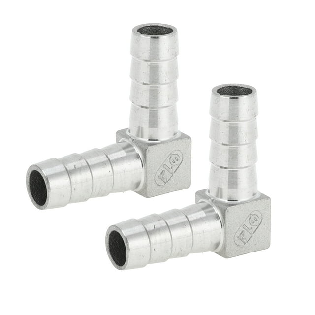 Conectores de Manguera de Acero Inoxidable 304 de Bargains Únicos 35/64" Conector de 90 Grados para Aire Agua Aceite Gas Combustible 2 Pcs Tono Plateado