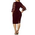 thumbnail image 3 of hirigin Women's Plus Size Midi Dress, Sparkle Sequin 3/4 Sleeve Round Neck Slim Fit Party Dress, 3 of 8