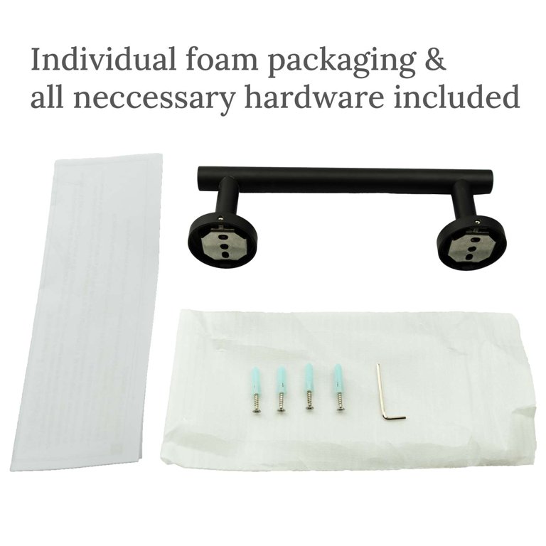 12-Piece Bathroom Hardware Set – Black Towel Bar, Toilet Paper Holder, 10 Multifunctional Hooks, 304 Stainless Steel, Wall Mounted