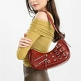 thumbnail image 2 of Shoulder Purse for Women, PU Leather Women's Handbag Aesthetic Coquette Shoulder Bag Punk Fashion Ladies Purse Shoulderbag(Winered), 2 of 6