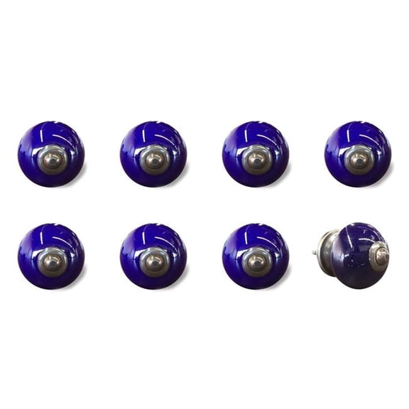 HomeRoots 544434 Purple & Gray Ceramic & Metal Drawer Pull Knobs - Set of 8