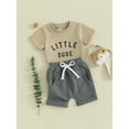 thumbnail image 3 of Suealasg Toddler Boys Summer 2Pcs Outfits Set Clothes 1T 2T 3T Beach Party Shorts Set Kids Boys Short Sleeve Letter Print T-Shirts Tops and Shorts, 3 of 9