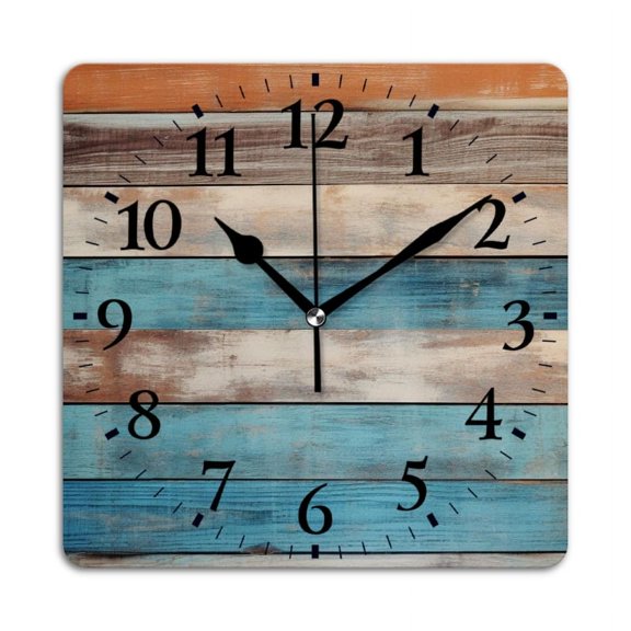 Non-Ticking Silent Wall Clocks Battery Operated Personalized Decor Clock for Living Room,Bedroom-Wooden Wall With Distressed And Weathered(10inch)