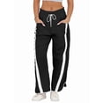 thumbnail image 3 of Women's Elastic Waist Wide Leg Baggy Drawstring Waisted Contrast Color Workout Track Pants for Casual Work Black S, 3 of 8