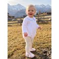 thumbnail image 5 of RUINIXCW Infant Girl Bubble Romper Long Sleeve Contarst Color Jumpsuit, 5 of 8