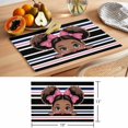 thumbnail image 6 of Black Pink Stripes Placemats Set of 4 Cartoon Funny Cute Bow Girl Striped Place Mats Indoor Wipeable Table Mats Washable Cloth Dining Table Placemats for Kitchen Holiday Party Home Decor 13x19 Inch, 6 of 9
