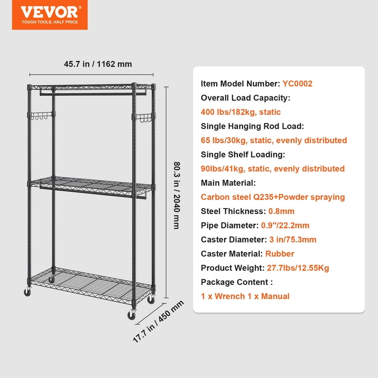 Jessic 31.4'' Metal Rolling Clothes Rack