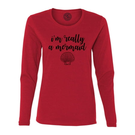 Mermaid Womens Long Sleeve - I'm Really a Mermaid Ocean Vacation Womens Long Sleeve T Shirt