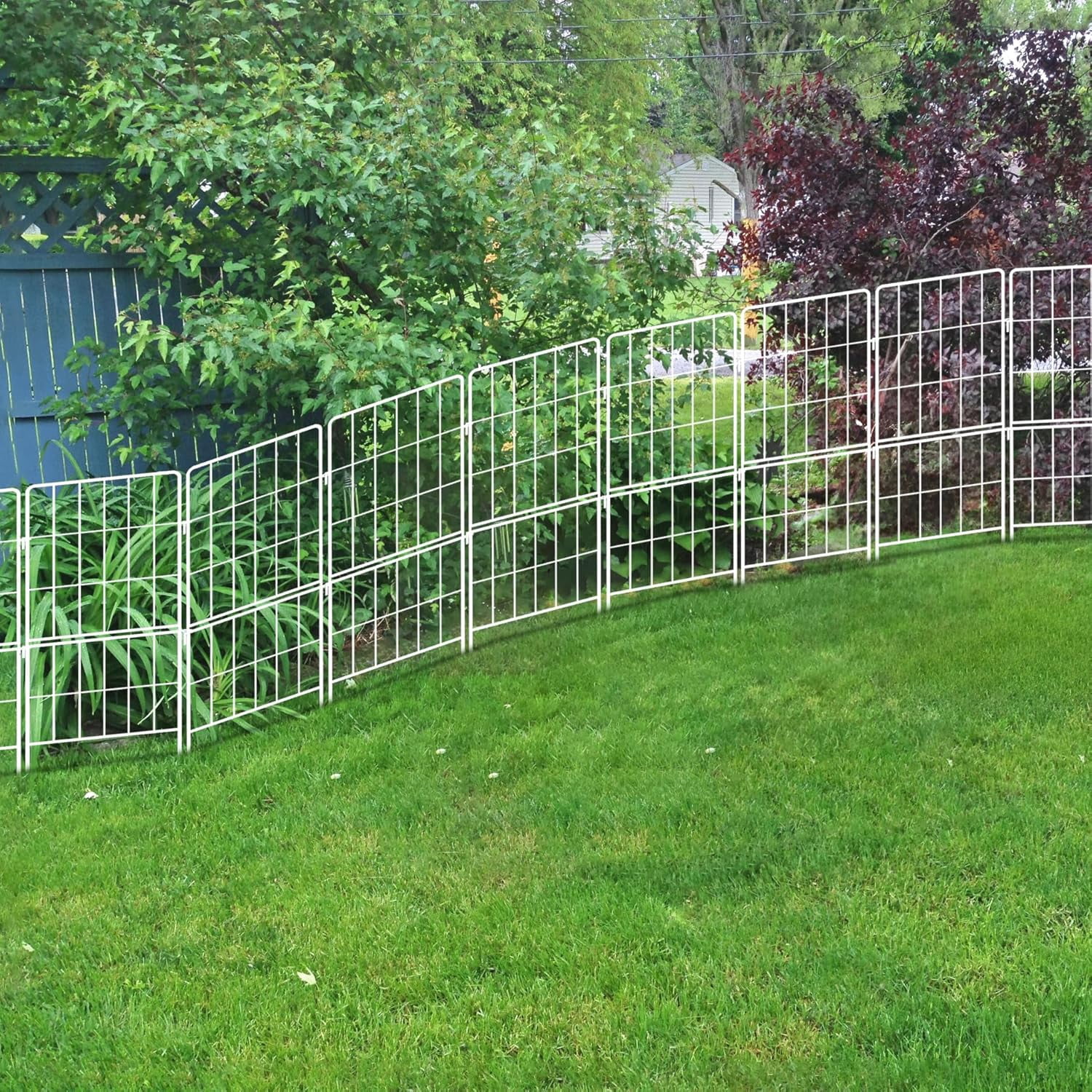 Decorative Garden Fence 10 Panels 12.5in x 31in White Metal Animal Barrier for Backyard, No  Pet Fence