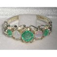 thumbnail image 2 of LBG 925 Sterling Silver Natural Emerald and Opal Womens Promise Ring - Size 11.5, 2 of 4