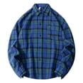 thumbnail image 1 of Blusa y camisa de manga larga con cuello vuelto para hombre, blusa informal a cuadros a la moda con botones y cuello vuelto, blusa de poliéster para hombre, 1 of 8