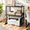 Black-Large, variant on Black Large Metal and Wood Desk Printer Stand for Home Office