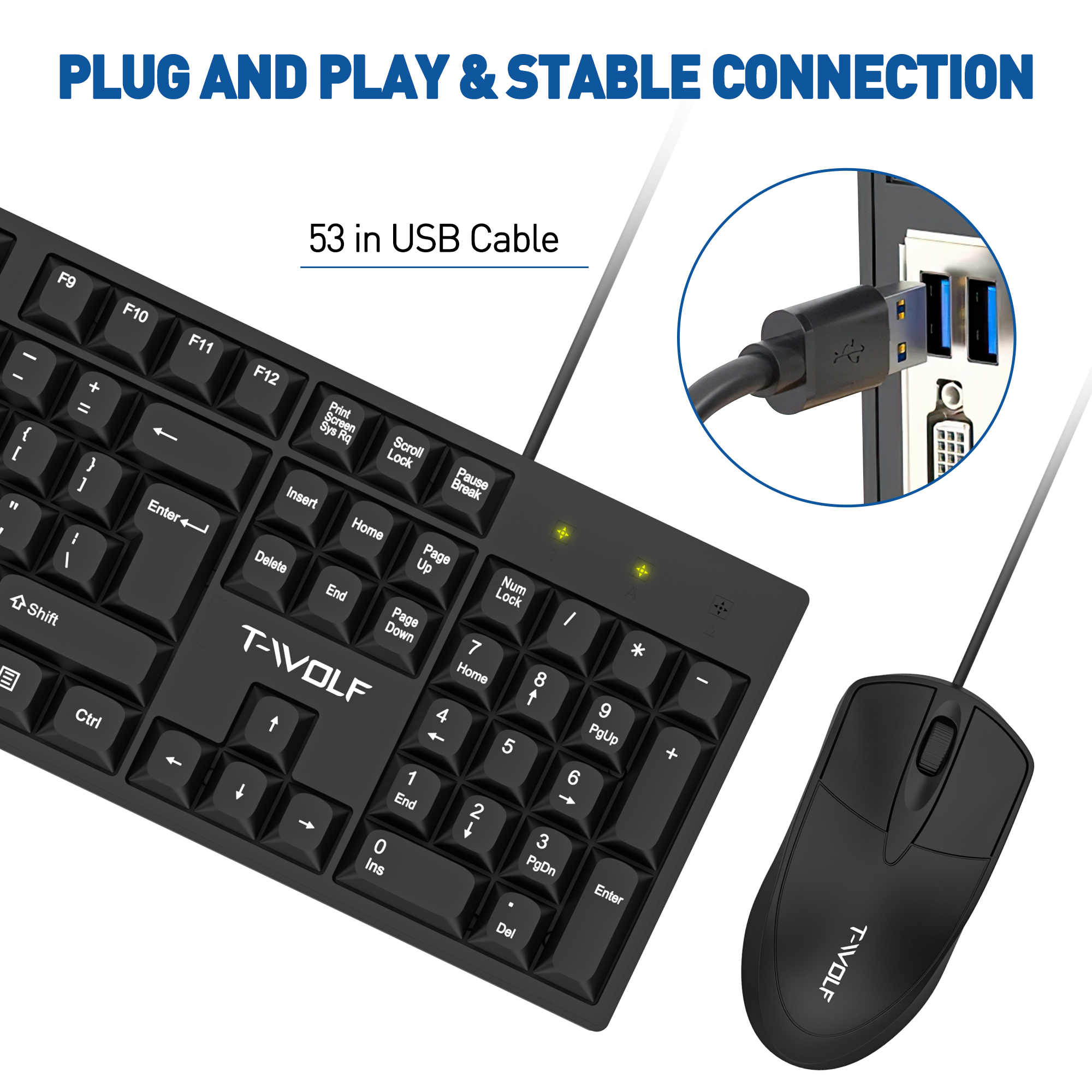 Cshidworld Wired Keyboard and Mouse Combo, Black photo 8