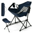 thumbnail image 1 of Costway Hammock Camping Chair with Retractable Footrest & Carrying Bag for Camping Picnic Navy, 1 of 8