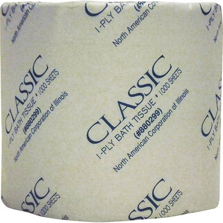 North American Paper 880299 Toilet Tissue, 1 Ply, 4 X 3-1/4 in Sheet, Paper, White